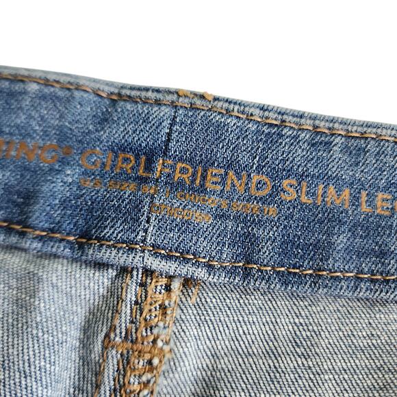 Chicos Womens So Slimming Velvet Side Seam Girlfriend Ankle Jeans Size 8 Denim - Picture 8 of 14